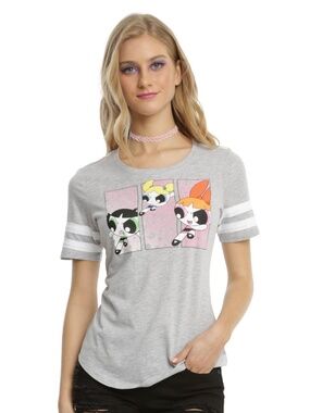 HOT TOPIC The Powerpuff Girls Kicks Girls Football T-Shirt Size Medium
